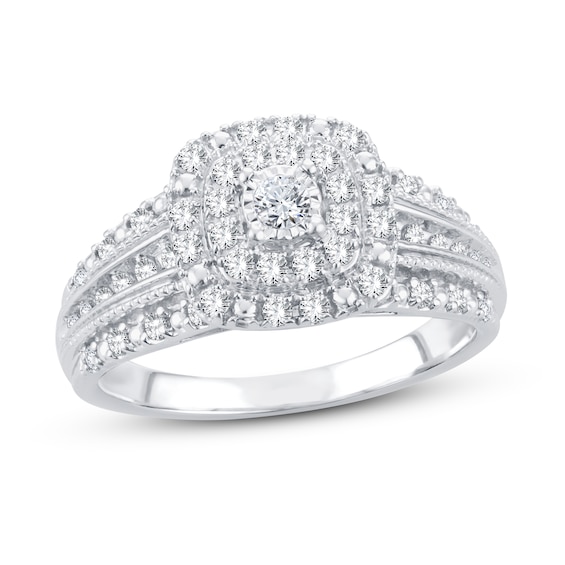Previously Owned Diamond Engagement Ring 1/2 ct tw 10K White Gold Size 12