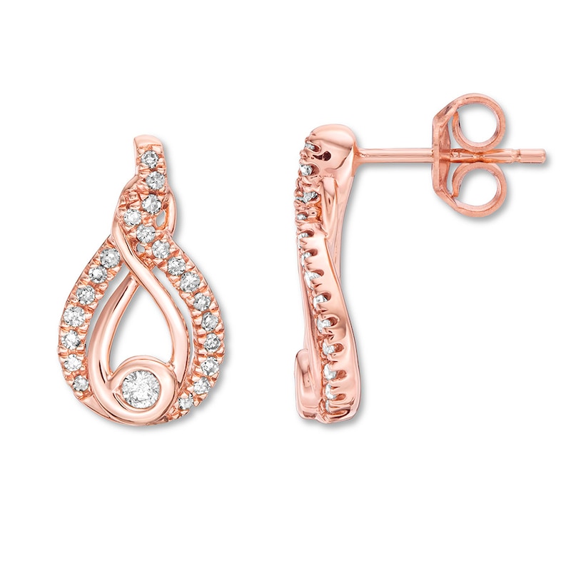 Main Image 1 of Previously Owned Diamond Earrings 1/4 ct tw Round-cut 10K Rose Gold