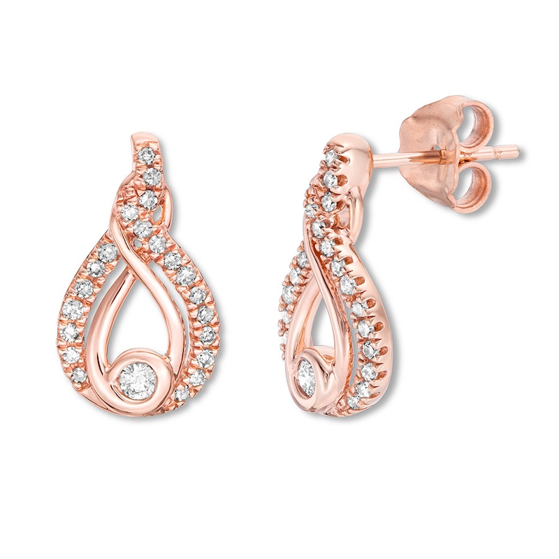 Main Image 2 of Previously Owned Diamond Earrings 1/4 ct tw Round-cut 10K Rose Gold
