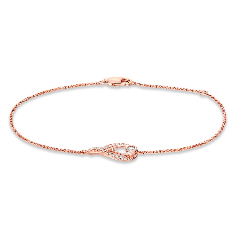 Main Image 1 of Previously Owned Interwoven Diamond Bracelet 1/6 ct tw Round-cut 10K Rose Gold
