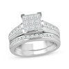 Thumbnail Image 1 of Previously Owned Diamond Bridal Set 1-1/2 ct tw Princess & Round-cut 14K White Gold