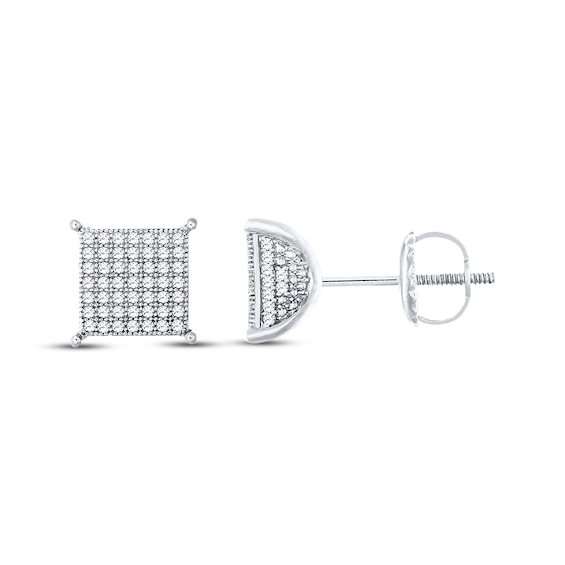 Previously Owned Men's Diamond Earrings 1/2 ct tw Round-Cut 10K White Gold