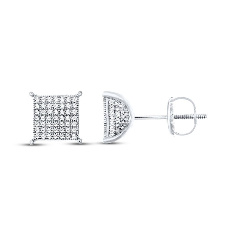 Main Image 1 of Previously Owned Men's Diamond Earrings 1/2 ct tw Round-Cut 10K White Gold