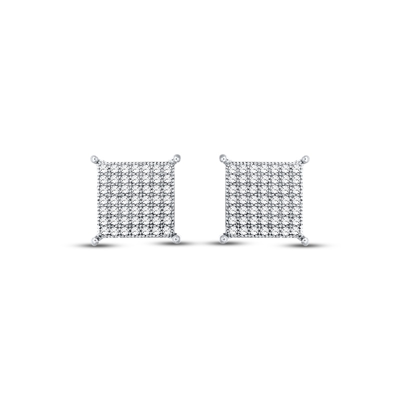 Main Image 2 of Previously Owned Men's Diamond Earrings 1/2 ct tw Round-Cut 10K White Gold