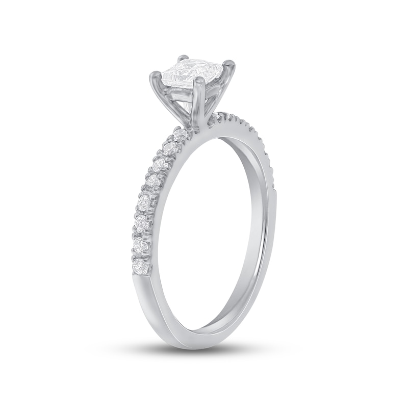 Main Image 2 of Previously Owned  Diamond Engagement Ring 5/8 ct tw Princess & Round-cut 14K White Gold - Size 9.5