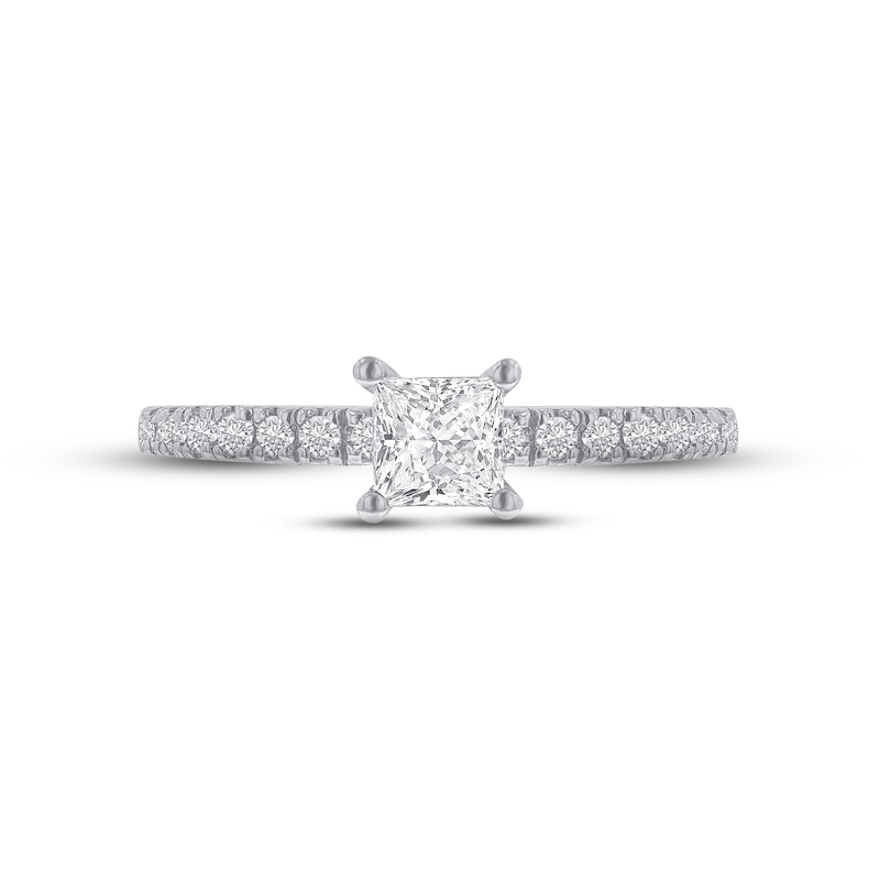 Previously Owned  Diamond Engagement Ring 5/8 ct tw Princess & Round-cut 14K White Gold - Size 9.5