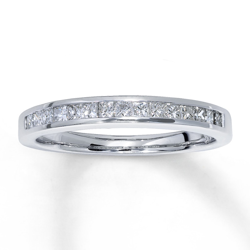 Main Image 1 of Previously Owned Diamond Wedding Band 1/3 ct tw Princess-cut 14K White Gold - Size 4.5