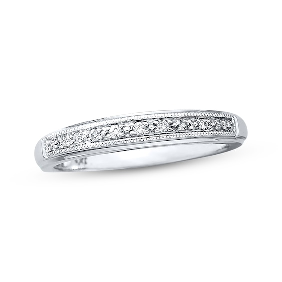 Previously Owned Diamond Wedding Band 1/20 ct tw Round-cut 10K White Gold Size 4