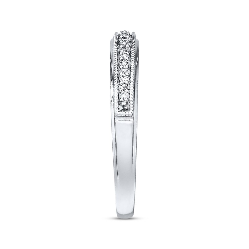 Main Image 2 of Previously Owned Diamond Wedding Band 1/20 ct tw Round-cut 10K White Gold - Size 4