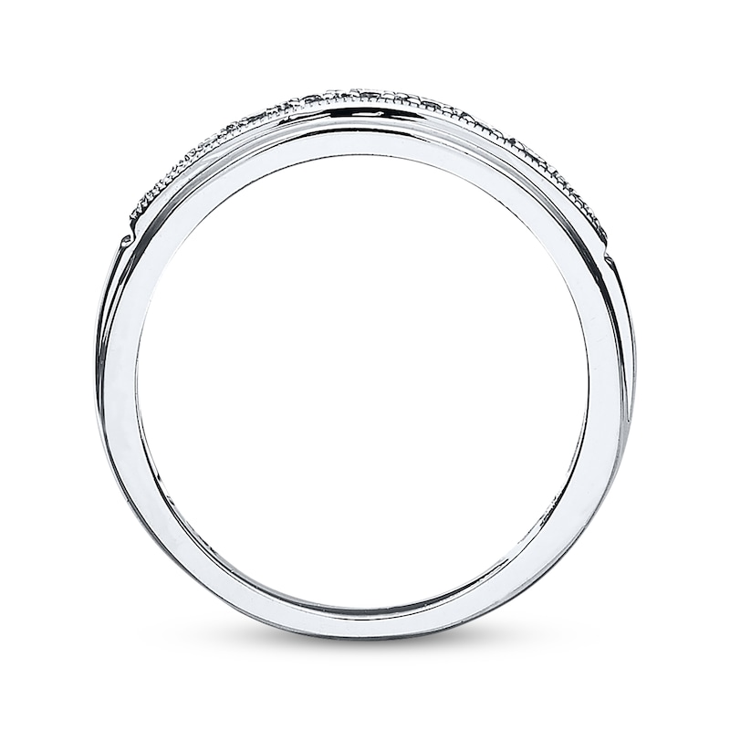 Main Image 3 of Previously Owned Diamond Wedding Band 1/20 ct tw Round-cut 10K White Gold - Size 4