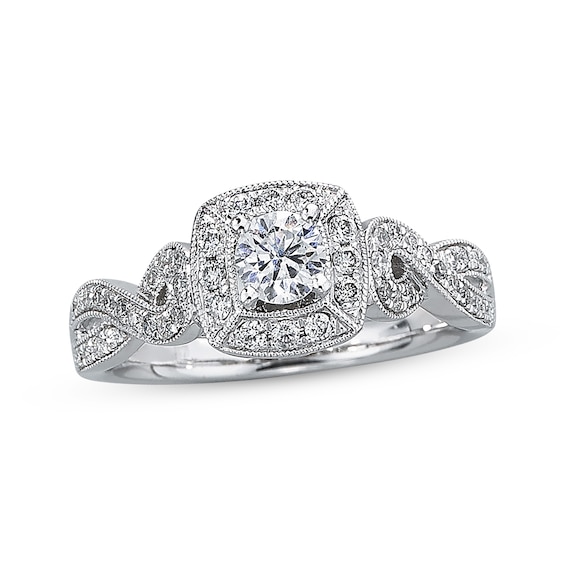 Previously Owned Diamond Engagement Ring 5/8 ct tw Round-cut 14K White Gold Size 9.5