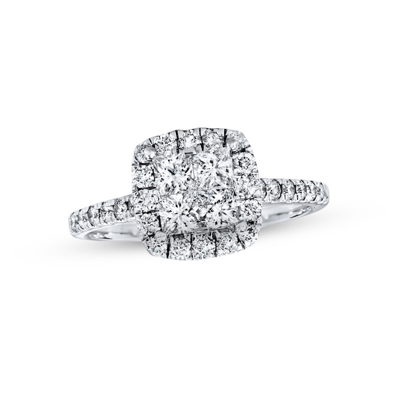 Previously Owned Diamond Engagement Ring 1 ct tw Princess & Round-cut 14K White Gold Size