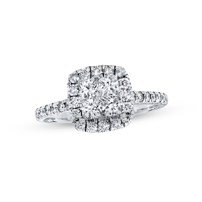 Previously Owned  Diamond Engagement Ring 1 ct tw Princess & Round-cut 14K White Gold - Size 10