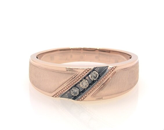 Previously Owned Men's Brown Diamond Wedding Band 1/10 ct tw 10K Rose Gold Size 10.5