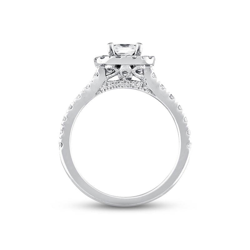 Previously Owned Neil Lane Diamond Engagement Ring 1-3/8 ct tw Cushion & Round-cut 14K White Gold - Size 4