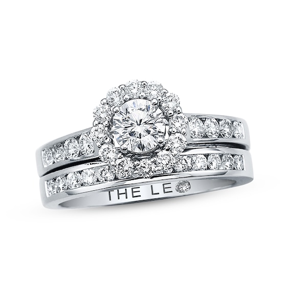 Previously Owned THE LEO Diamond Bridal Set 1-1/8 ct tw Round-Cut 14K White Gold Size 4.25