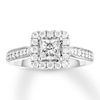 Thumbnail Image 1 of Previously Owned THE LEO Diamond Engagement Ring 1-1/8 ct tw Princess/Round-cut 14K White Gold - Size 4.75