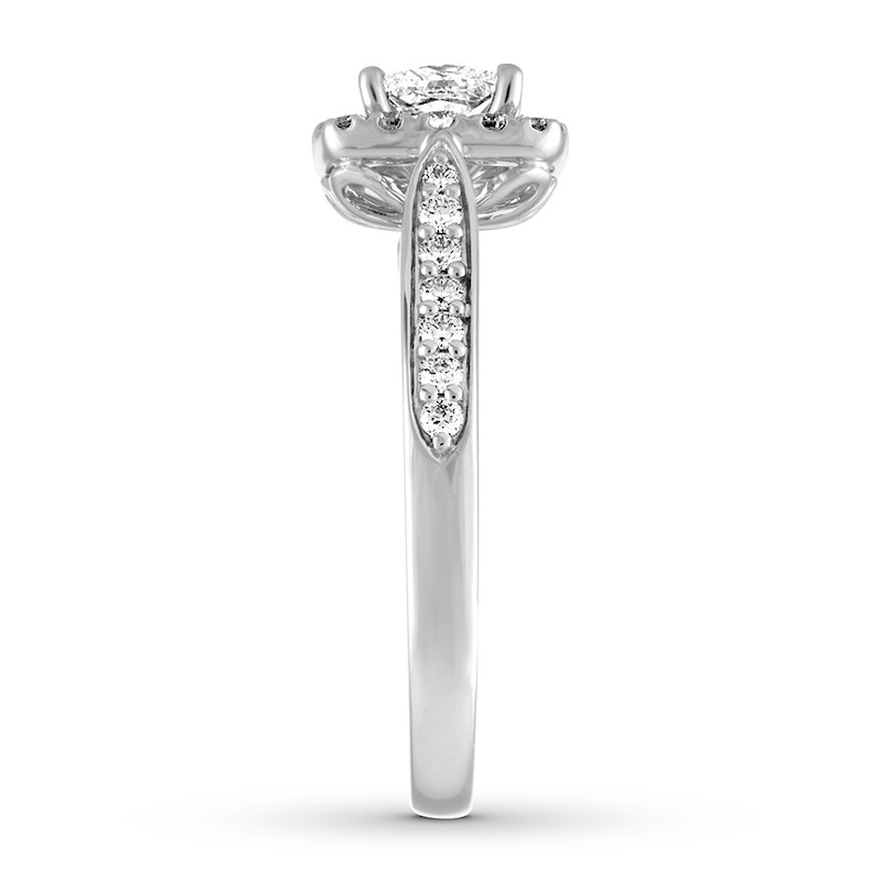Main Image 3 of Previously Owned THE LEO Diamond Engagement Ring 1-1/8 ct tw Princess/Round-cut 14K White Gold - Size 4.75
