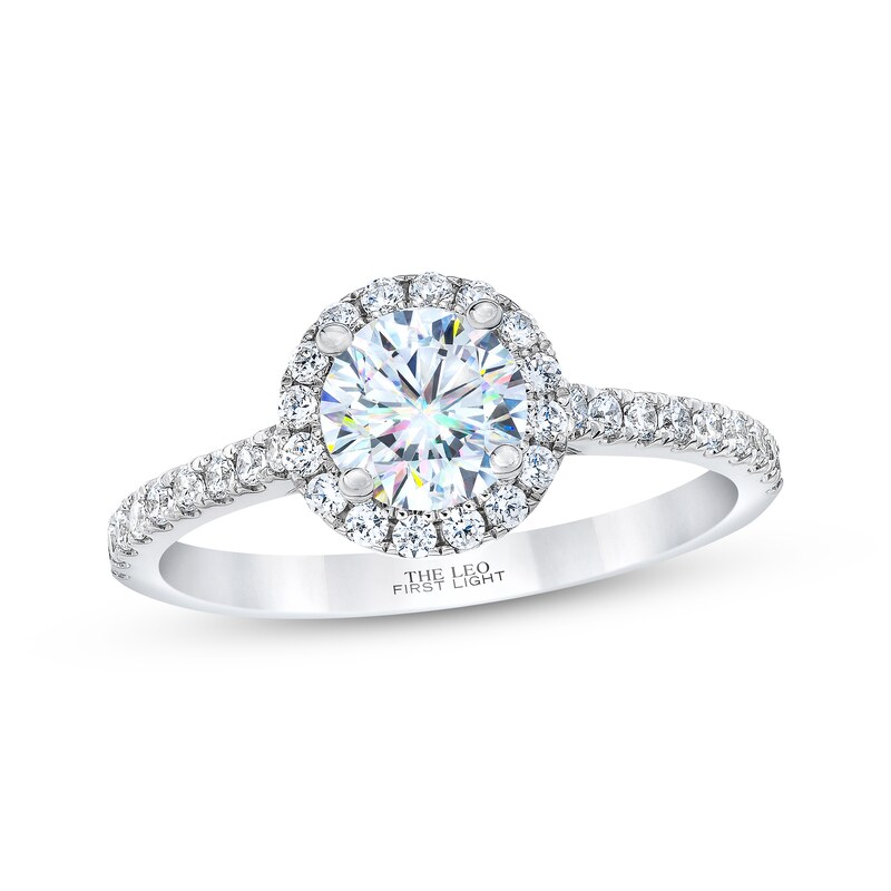 Previously Owned THE LEO First Light Diamond Engagement Ring 1-1/4 ct tw Round-cut 14K White Gold - Size 4