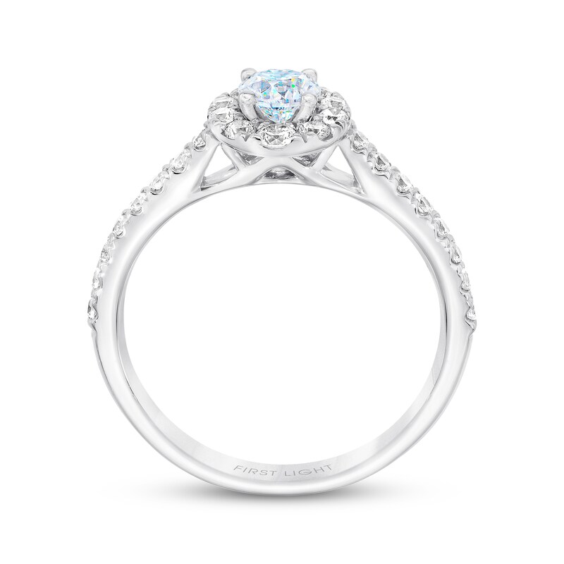 Previously Owned THE LEO First Light Diamond Engagement Ring 1-1/4 ct tw Round-cut 14K White Gold - Size 4