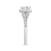 Thumbnail Image 2 of Previously Owned THE LEO Engagement Ring 1 ct tw Emerald & Round-cut Diamonds 14K White Gold - Size 4