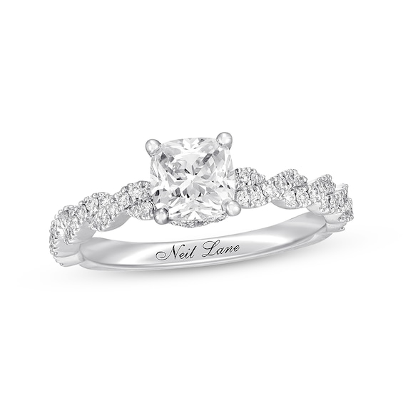 Previously Owned Neil Lane Premiere Diamond Engagement Ring 1-1/5 ct tw Cushion & Round-cut 14K White Gold Size 4.25