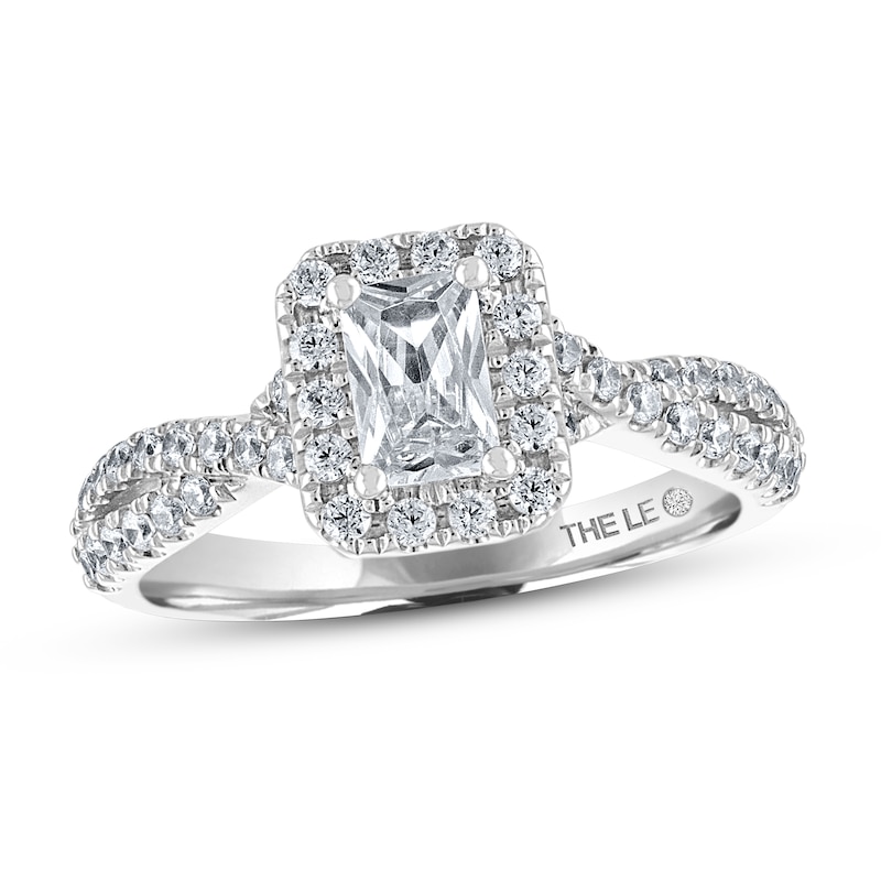 Main Image 1 of Previously Owned THE LEO Diamond Engagement Ring 7/8 ct tw Emerald & Round-cut 14K White Gold - Size 4.5