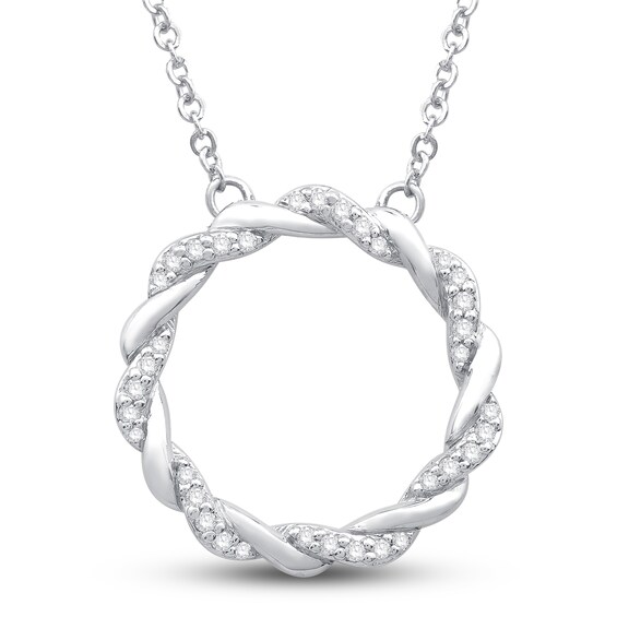 Previously Owned Circle of Gratitude Diamond Necklace 1/8 ct tw Round-cut 10K White Gold 19"