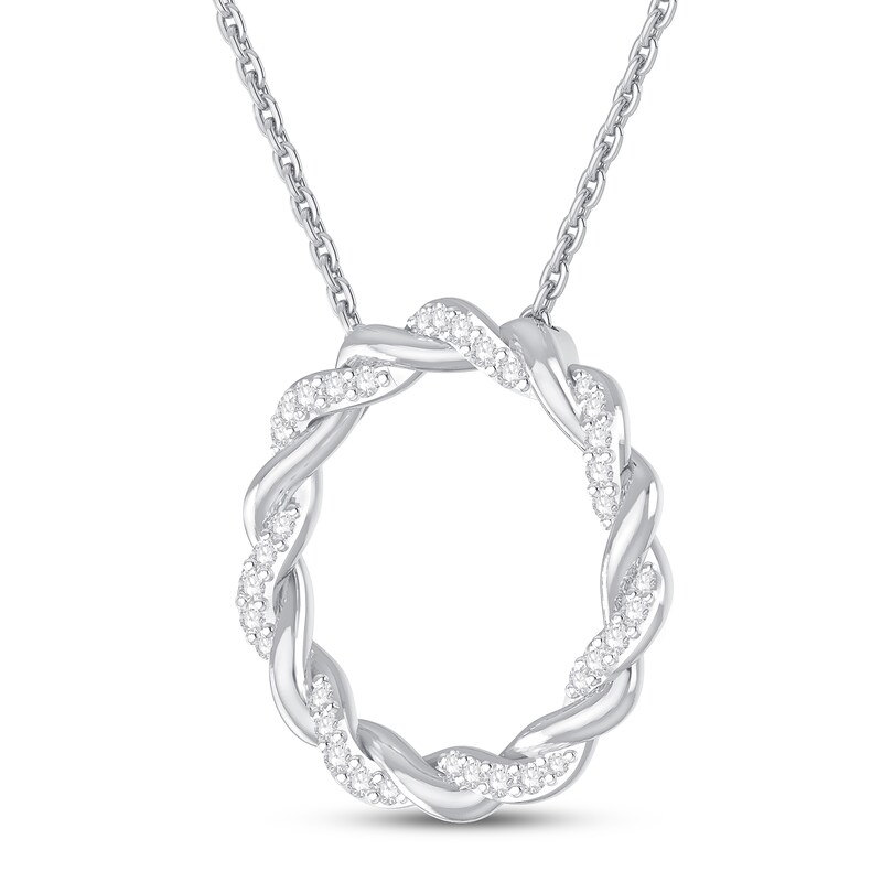 Main Image 2 of Previously Owned Circle of Gratitude Diamond Necklace 1/8 ct tw Round-cut 10K White Gold 19&quot;
