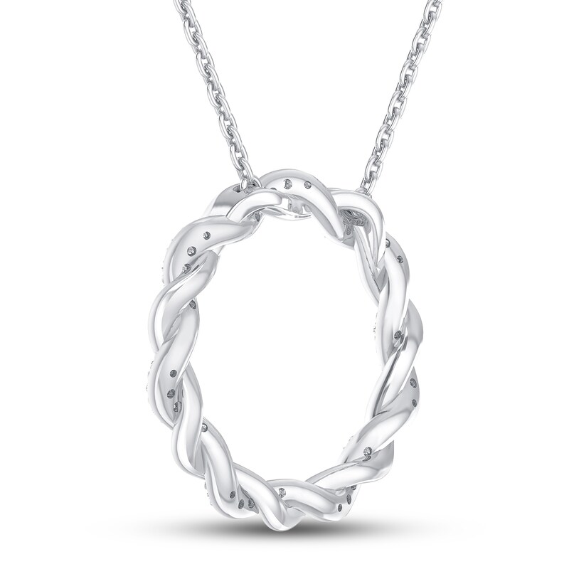 Main Image 4 of Previously Owned Circle of Gratitude Diamond Necklace 1/8 ct tw Round-cut 10K White Gold 19&quot;