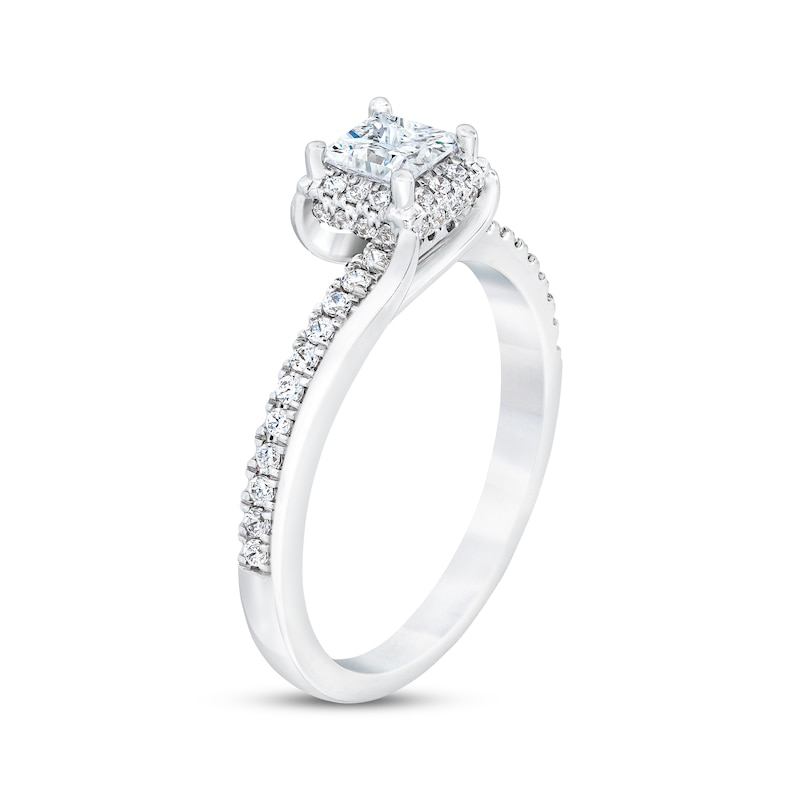 Main Image 2 of Previously Owned Diamond Engagement Ring 3/4 ct tw Princess/Round 14K White Gold