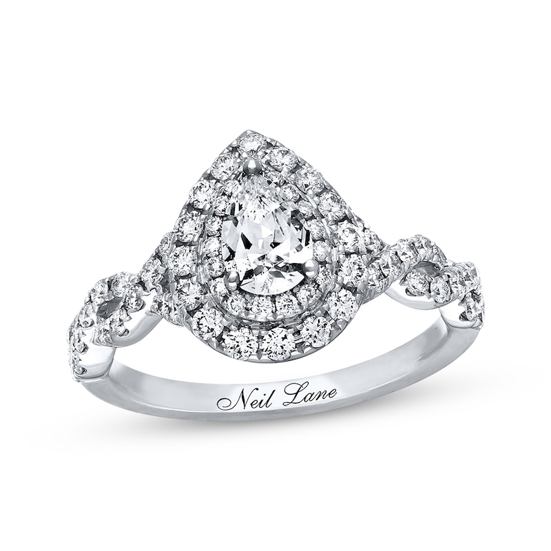 Main Image 1 of Previously Owned Neil Lane Diamond Engagement Ring 1-1/8 ct tw Pear & Round-cut 14K White Gold Size 6.5