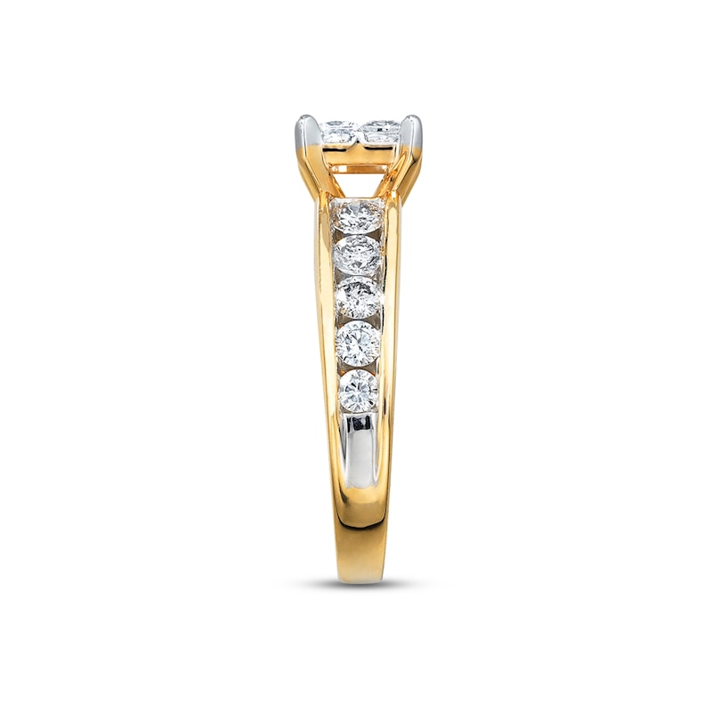Main Image 2 of Previously Owned Diamond Engagement Ring 1-7/8 ct tw Princess & Round-cut 14K Yellow Gold