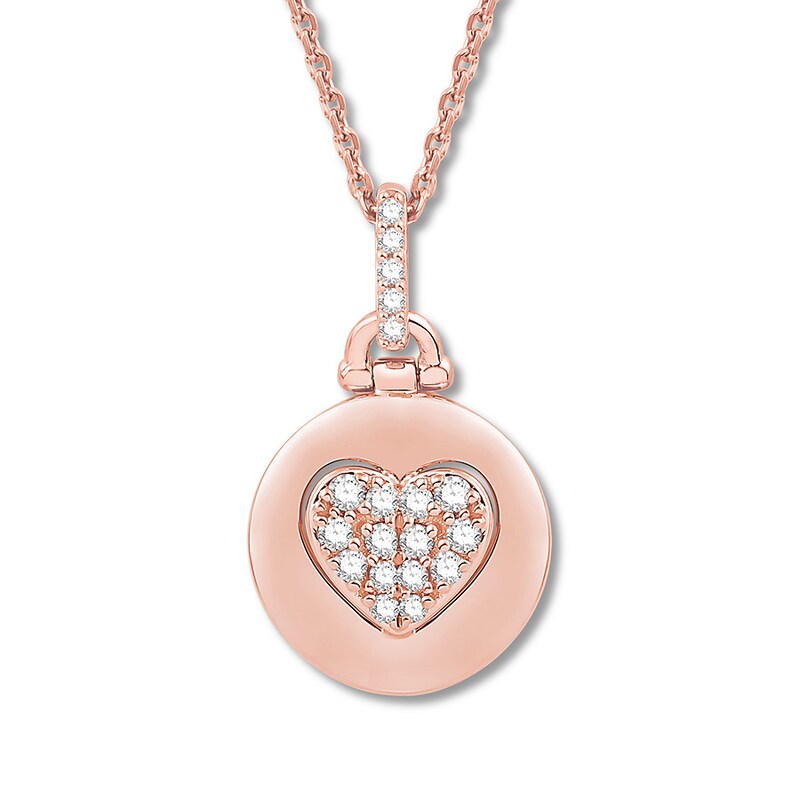 Main Image 1 of Previously Owned Signature Heart Diamond Necklace 1/6 ct tw 10K Rose Gold