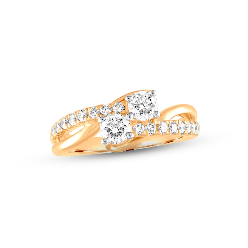 Main Image 1 of Previously Owned Ever Us Two-Stone Diamond Anniversary Ring 1 ct tw Round 14K Yellow Gold