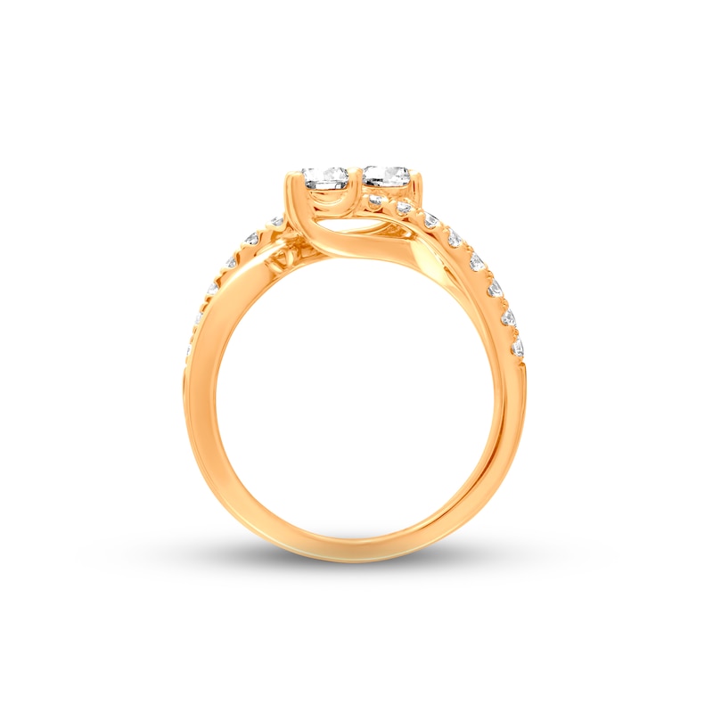 Main Image 3 of Previously Owned Ever Us Two-Stone Diamond Anniversary Ring 1 ct tw Round 14K Yellow Gold