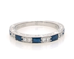 Previously Owned Neil Lane Sapphire Anniversary Band 1/6 ct tw Diamonds 14K White Gold