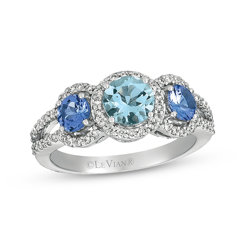 Main Image 1 of Previously Owned Le Vian Aquamarine & Tanzanite Ring 1/3 ct tw Diamonds 14K Vanilla Gold