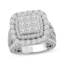 Previously Owned Diamond Engagement Ring 3 ct tw Princess & Round-cut 14K White Gold