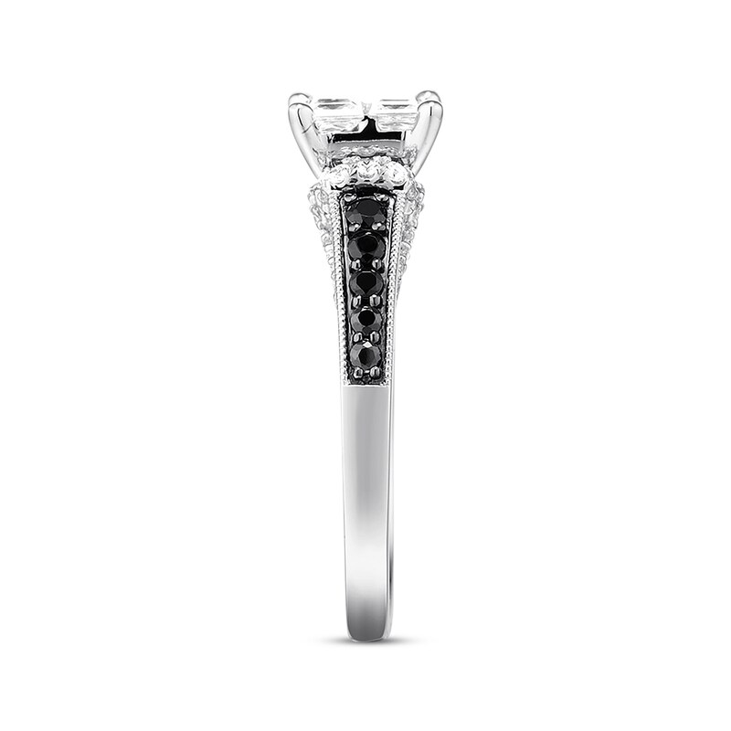 Previously Owned Black & White Diamond Engagement Ring 1 ct tw 14K White Gold