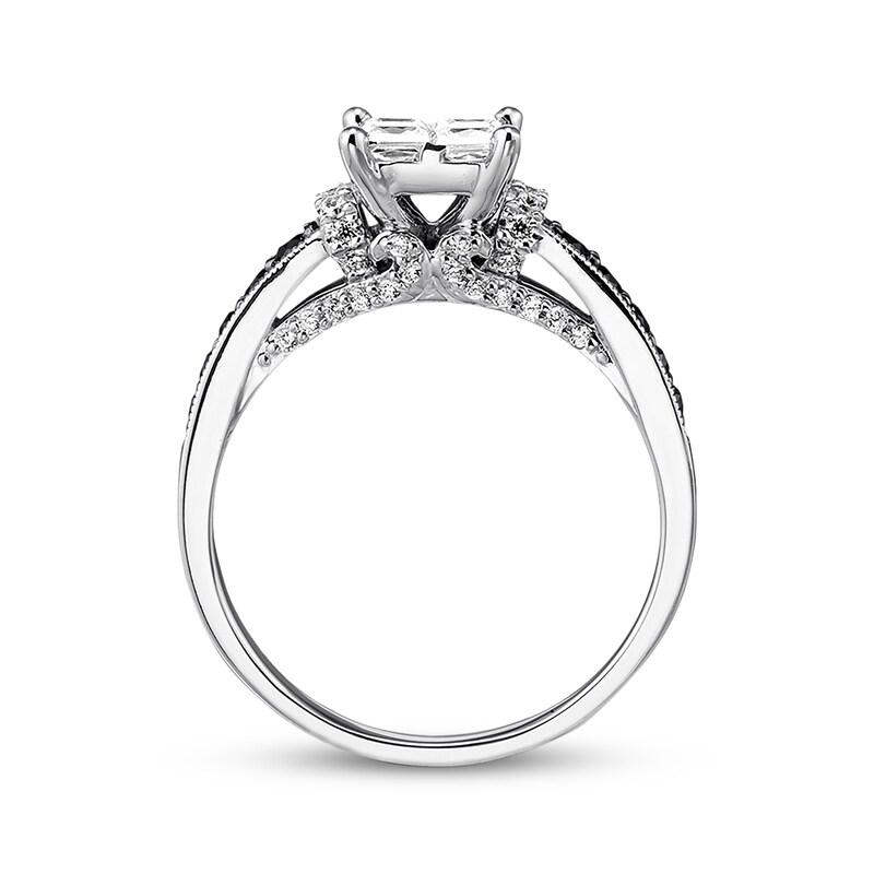 Previously Owned Black & White Diamond Engagement Ring 1 ct tw 14K White Gold