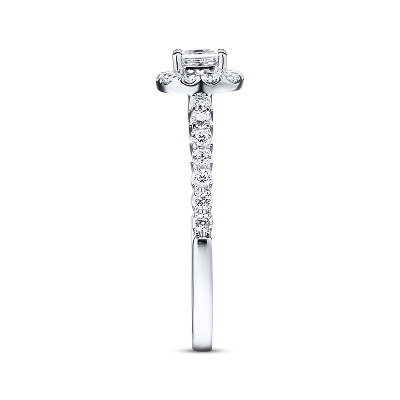 Main Image 2 of Previously Owned Diamond Engagement Ring 5/8 ct tw Princess/Round 14K White Gold
