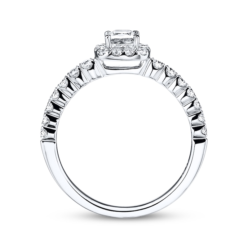 Main Image 3 of Previously Owned Diamond Engagement Ring 5/8 ct tw Princess/Round 14K White Gold