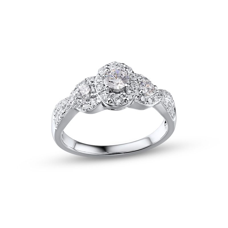 Main Image 1 of Previously Owned Diamond Engagement Ring 7/8 ct tw Round-cut 14K White Gold