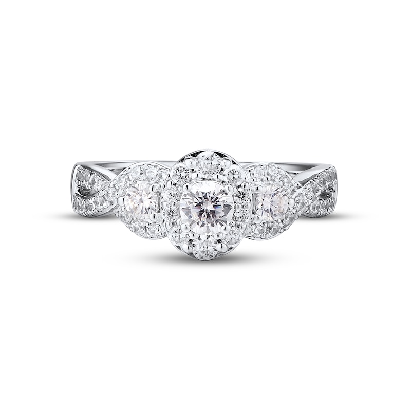 Main Image 4 of Previously Owned Diamond Engagement Ring 7/8 ct tw Round-cut 14K White Gold