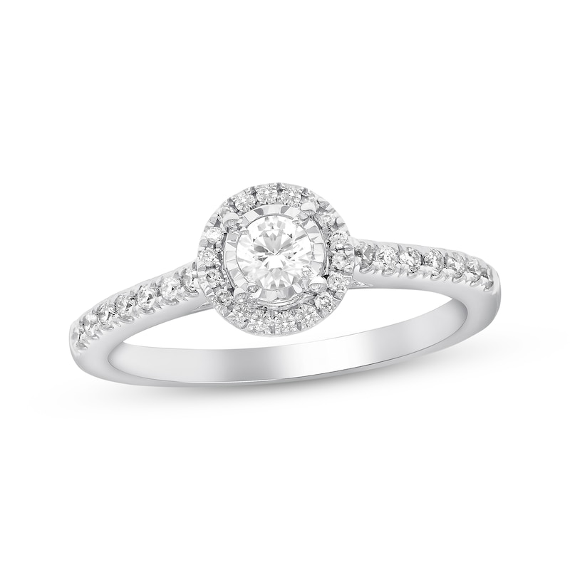 Main Image 1 of Previously Owned Diamond Engagement Ring 1/3 ct tw Round-cut 10K White Gold