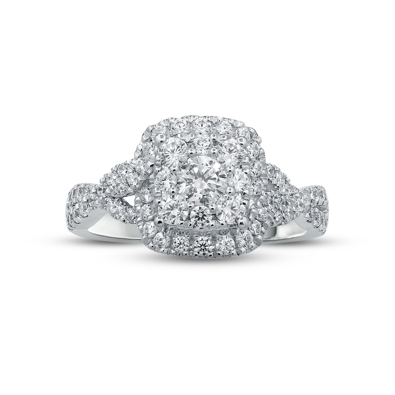 Main Image 3 of Previously Owned Diamond Engagement Ring 7/8 ct tw Round-cut 14K White Gold