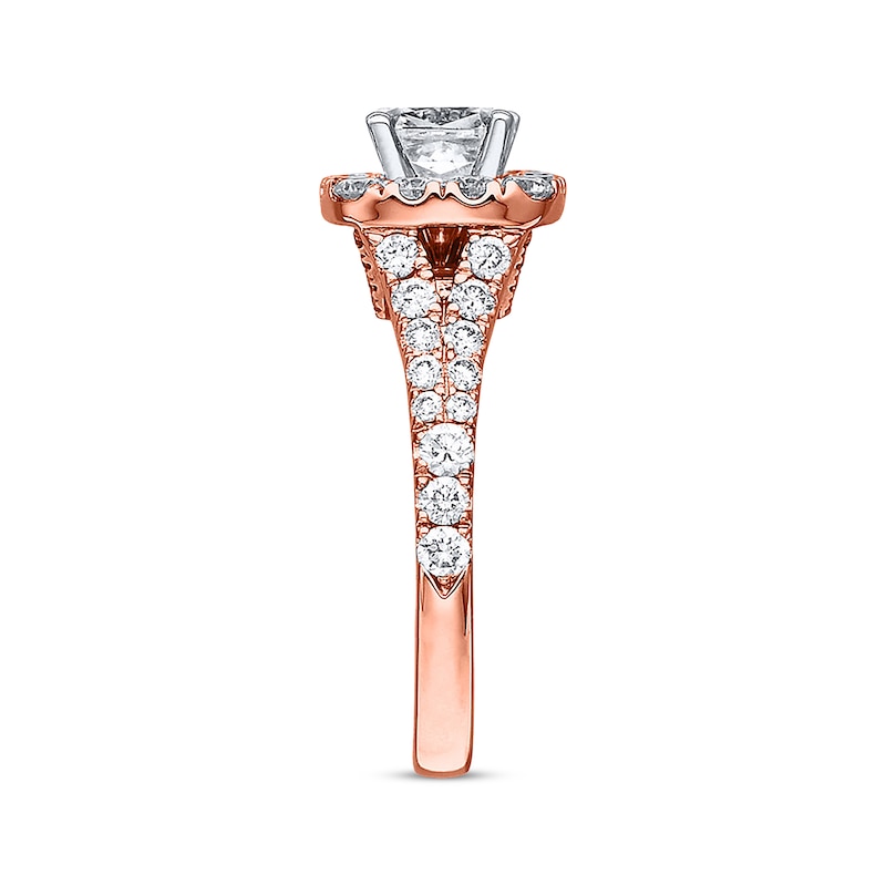 Previously Owned Neil Lane Engagement Ring 2-1/6 ct tw Cushion & Round-cut Diamonds 14K Rose Gold - Size 5.5