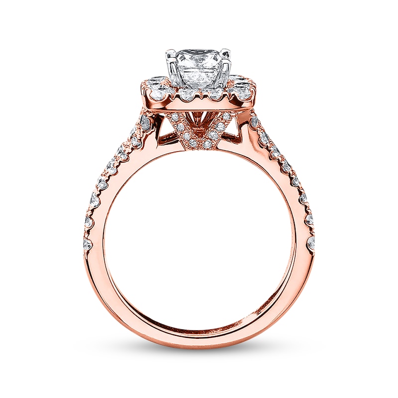 Previously Owned Neil Lane Engagement Ring 2-1/6 ct tw Cushion & Round-cut Diamonds 14K Rose Gold - Size 5.5