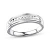 Thumbnail Image 1 of Previously Owned Men's Wedding Band 1/10 ct tw Round-cut 10K White Gold